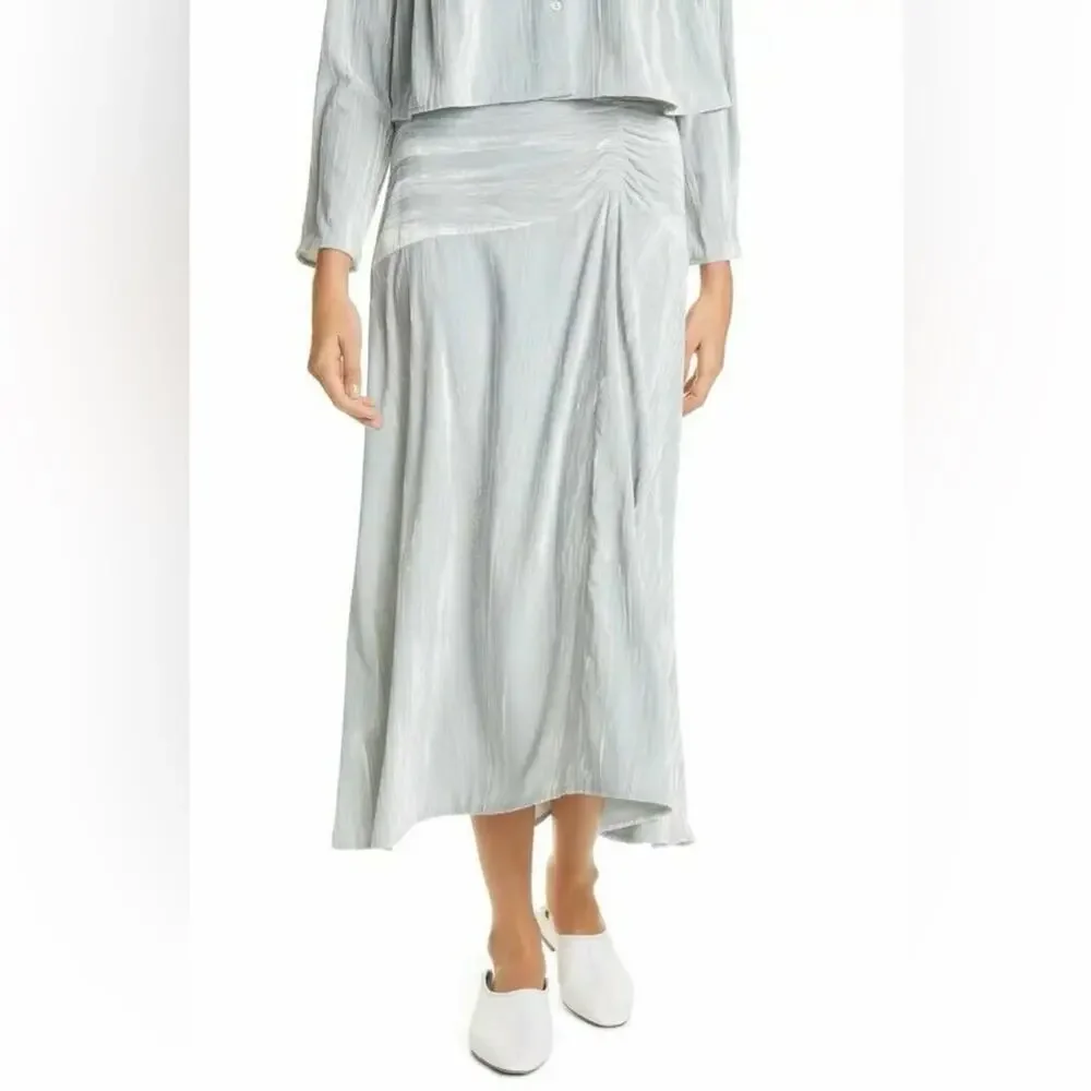 Vince Womens Skirt 6 Pale Sea Glass Velvet Ruched Paneled‎